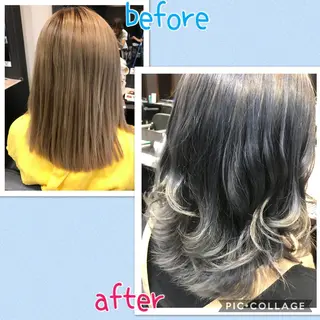 ミディアム カラー 藤本 麻衣のヘアスタイル