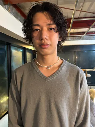 パーマ メンズ レイヤー ハイトーン/YUTOのヘアスタイル