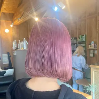 カラー まろみ暖色×ボブ ×chia🕯のヘアスタイル