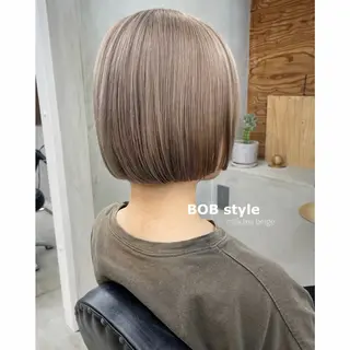 ショート カラー ボブパーマ/艶カラー 透明感カラー/ユメノのヘアスタイル