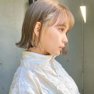 ミディアム カラー 暖色/艶髪/ボブ/ ショート/Ayaのヘアスタイル