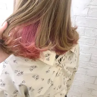 ミディアム カラー オリーブ/アッシュ やわらか透明感カラーのヘアスタイル