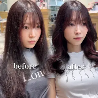 セミロング カラー Lond roseのヘアスタイル