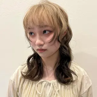 ミディアム カラー ひなた ブリーチ/渋谷のヘアスタイル