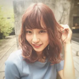 ミディアム カラー パーマ ヘアアレンジ 池田 雄作のヘアスタイル