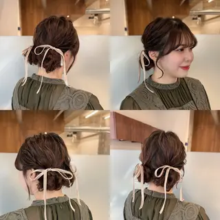 セミロング カラー ヘアアレンジ 縮毛矯正+モテカラー 🎀✨MIHOのヘアスタイル