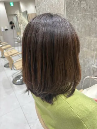 ミディアム 暖色カラー/ブリーチ /ボブ/本間陽南のヘアスタイル
