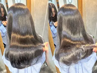 ロング カラー 銀座レイヤーカット ×シースルー前髪のヘアスタイル