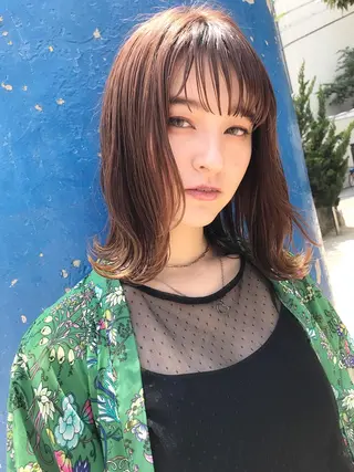 ミディアム カラー ヘアアレンジ 土畑 博矢のヘアスタイル
