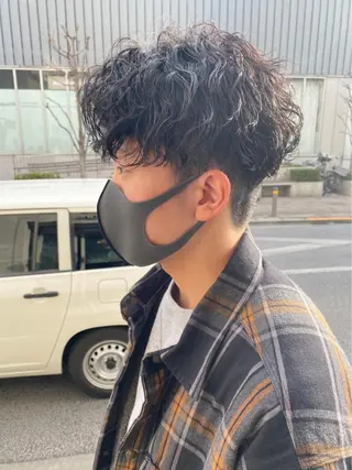 ミディアム カラー パーマ ヘアアレンジ メンズ キッズ SHUN メンズパーマのヘアスタイル