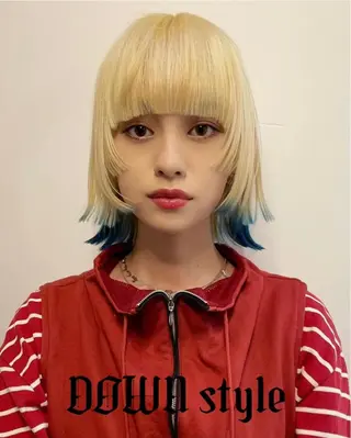 ショート カラー ブリーチ😼 ボブ✍️レイヤーのヘアスタイル