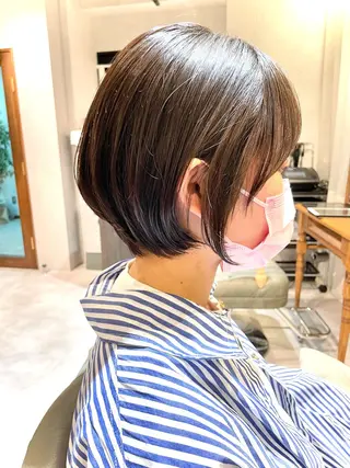 ショート 日比崚介🍀 おくれげ小顔カットのヘアスタイル