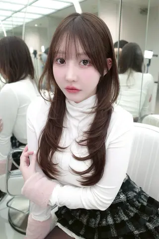 ロング がわ/ハイレイヤー /ハイトーンカラーのヘアスタイル