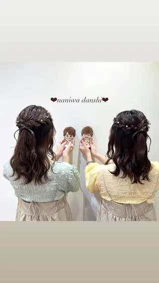 ヘアアレンジ エクステ🎀 暖色カラー🎀amiのヘアスタイル