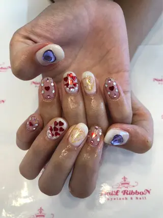 ネイル ネイルリボン 受付スタッフのネイルデザイン