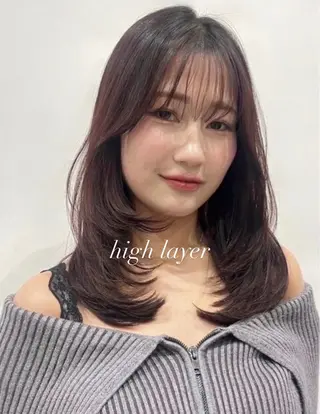 セミロング カラー レイヤー/透明感 /髪質改善/ほのかのヘアスタイル