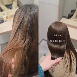 セミロング カラー 縮毛矯正をしている人 のためのカラーのヘアスタイル