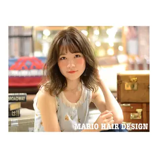 ミディアム カラー パーマ 竹嶌 健吾のヘアスタイル