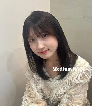 セミロング カラー ナチュラル🕰️銀座 /Ruko🌱のヘアスタイル