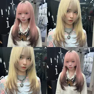 セミロング カラー ダブルカラー特化💍 tiam💍韓国ヘアのヘアスタイル