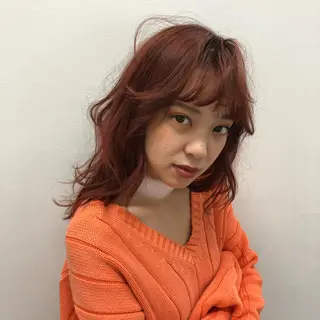 ミディアム カラー ヘアアレンジ 韓国ヘア┊︎レイヤー ┊︎haruka🌙のヘアスタイル