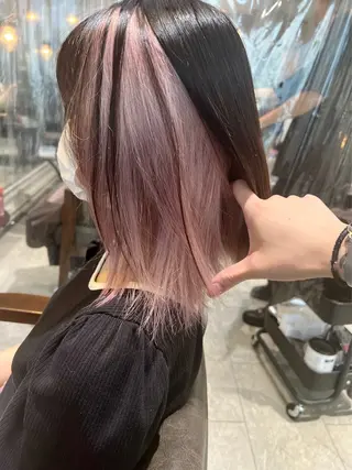 セミロング カラー ヘアアレンジ 🌈インナーカラー ‘ショウマ’🌈のヘアスタイル