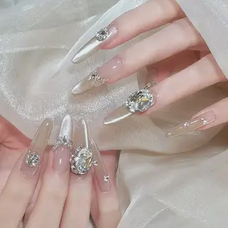 ロング フィルイン・深爪矯正 長さ出し🎀のネイルデザイン