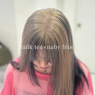 セミロング カラー 🩵色落ち可愛い 寒色カラー🩵のヘアスタイル
