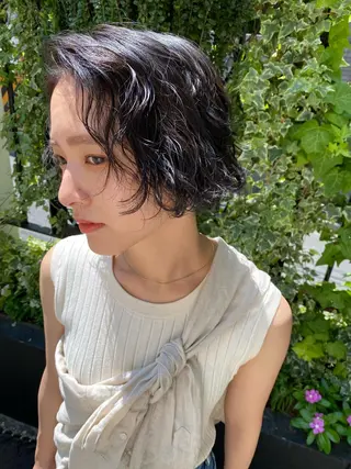 ミディアム パーマ 似合わせカット レイヤー/ボブのヘアスタイル