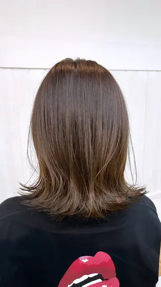 ミディアム カラー パーマ ヘアアレンジ 二ヶ月綺麗なデザイン カット/星野六三四のヘアスタイル