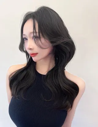 ロング カラー ヘアアレンジ レイヤー/髪質改善 縮毛/ハッシュカットのヘアスタイル