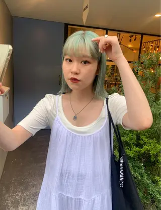 ミディアム カラー スパイラルパーマ 🌐hina⭐️のヘアスタイル