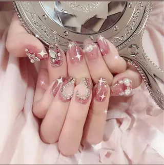 ネイル I-nailロング /ワンホン/キラキラのネイルデザイン