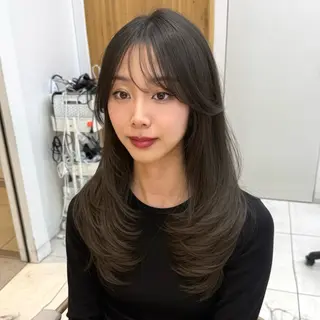 セミロング カラー 似合わせレイヤー/ 透明感カラーのヘアスタイル