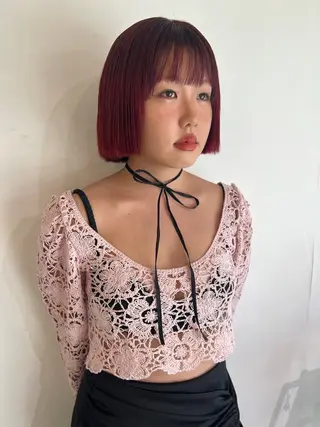 カラー ブリーチカラー🎀 韓国風/寺門美優のヘアスタイル