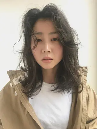 セミロング パーマ ヘアアレンジ エイジングケア/大人 デザイン/FRAMEのヘアスタイル