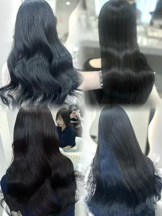 ロング カラー ヘアアレンジ 🖤kana/艶髪/ 韓国風暗髪カラー🖤のヘアスタイル