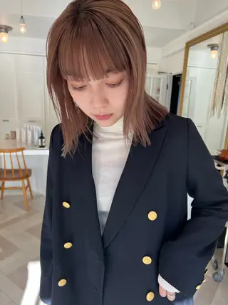 カラー ブリーチカラー🎀 韓国風/寺門美優のヘアスタイル