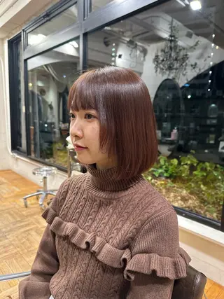 ミディアム カラー ボブ  レイヤー 髪質改善  相澤晃希のヘアスタイル