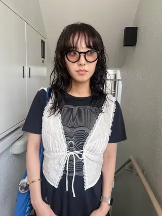 ロング カラー パーマ レイヤーカット🍏 オリーブ/ののかのヘアスタイル