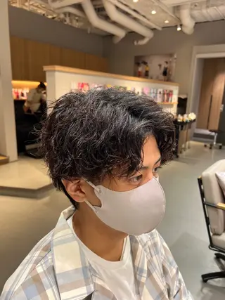 ショート パーマ メンズ 梅田茶屋町メンズ 専門美容師 山元一平のヘアスタイル
