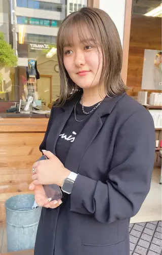 ミディアム カラー クロスパーマ× 透明感カラー✂︎のヘアスタイル