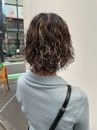 ミディアム パーマ ボブ×艶カラー 特化・リクト💥のヘアスタイル