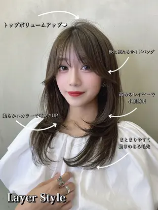 セミロング 色気レイヤースタイル 洒落色気ヘアマサトのヘアスタイル