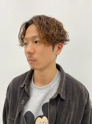 パーマ メンズ スパイキーパーマ 柏NO1 藤本葉のヘアスタイル