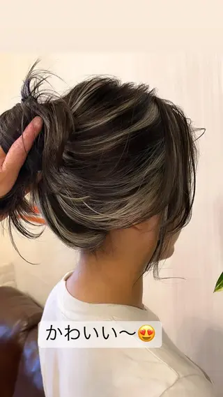 セミロング カラー ヘアアレンジ きむえり/髪質改善 /うねり広がり改善のヘアスタイル