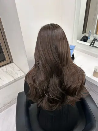 ロング カラー パーマ ヘアアレンジ メンズ キッズ ブリーチなしカラー/ ブラウン/レイヤーのヘアスタイル