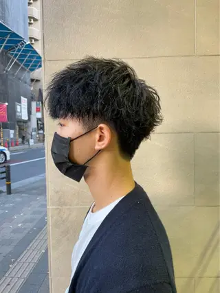 ショート カラー パーマ メンズ 無料カットモデル/ 髪質改善/角田 龍汰のヘアスタイル