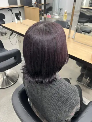 ミディアム カラー 💗愛され暖色💗 ピンク/レッド💗のヘアスタイル
