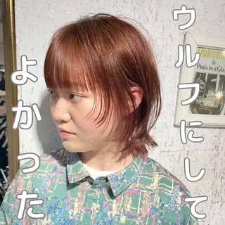 ショート カラー 🫧小顔顔周りカット レイヤー/縮毛/白倉のヘアスタイル